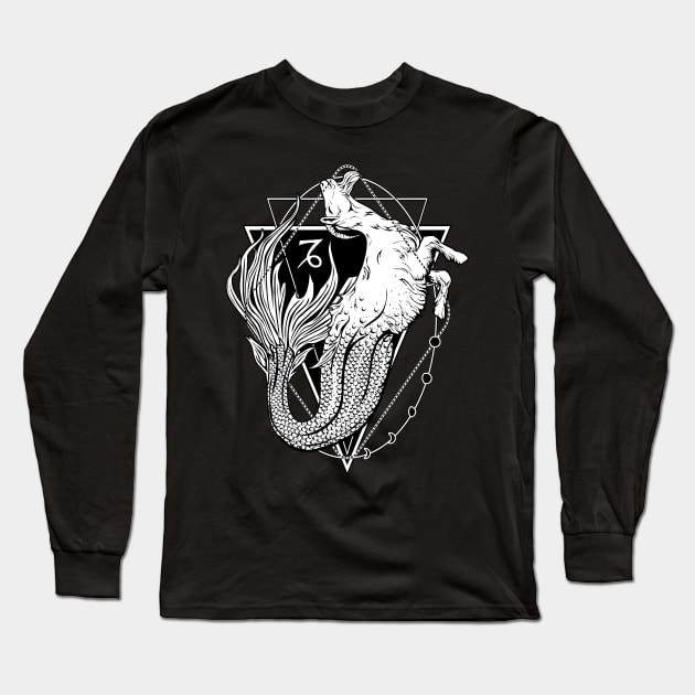 Mermaid goat / Capricorn Long Sleeve T-Shirt by Von Kowen